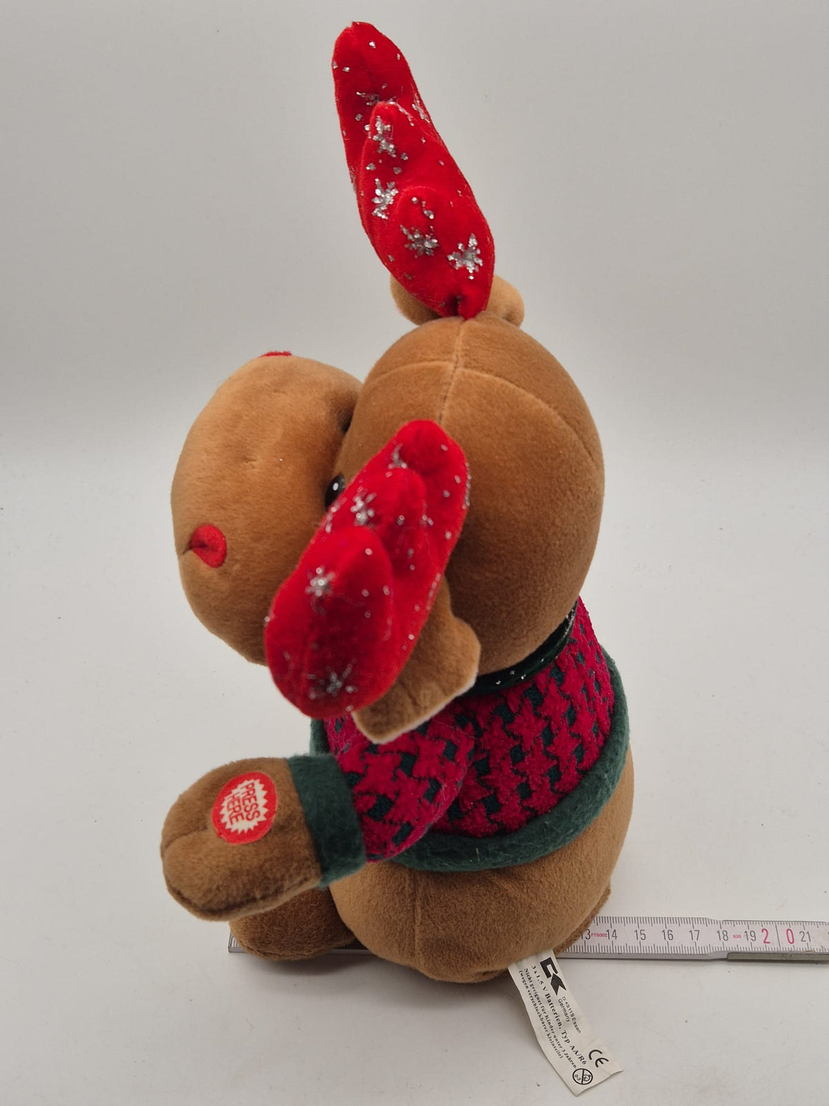 Singender Weihnachtselch aus Plüsch – ca. 30 cm