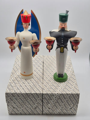 Seiffener Volkskunst Engel & Bergmann – Lichterfiguren aus Holz – ca. 25 cm – OVP