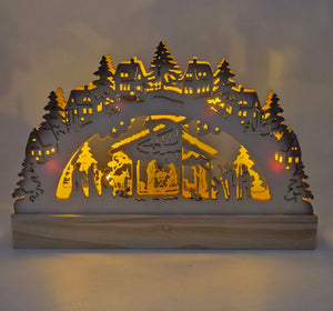 SIGRO LED-Schwibbogen Krippenszene aus Holz – ca. 23 cm – OVP