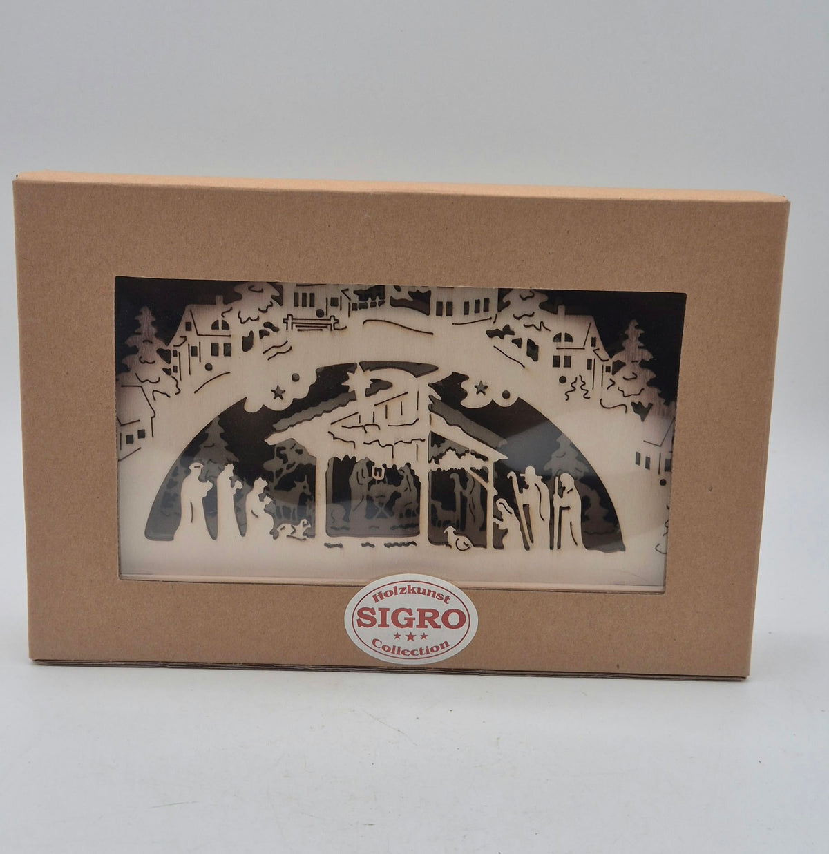 SIGRO LED-Schwibbogen Krippenszene aus Holz – ca. 23 cm – OVP