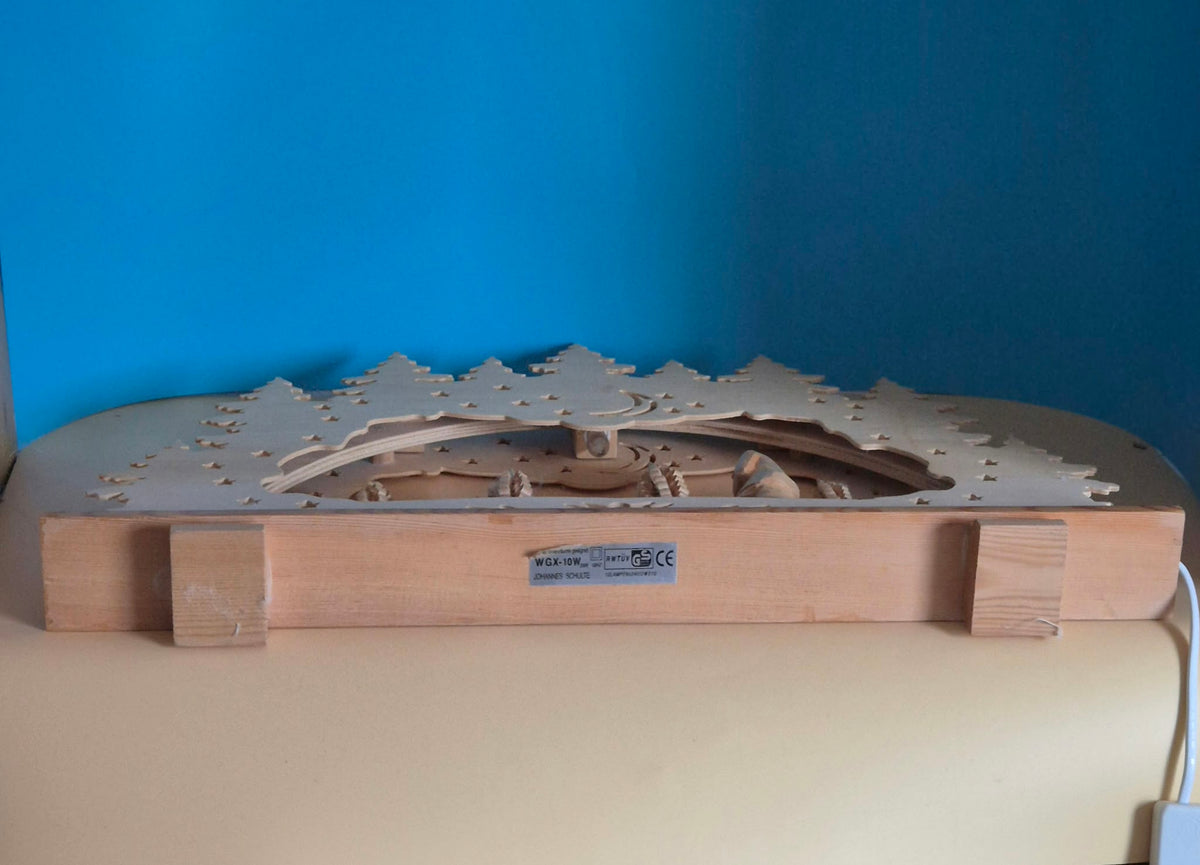 Elektrischer Schwibbogen Waldmotiv mit Jäger und Rehen – Original Erzgebirge – ca. 57 cm – OVP