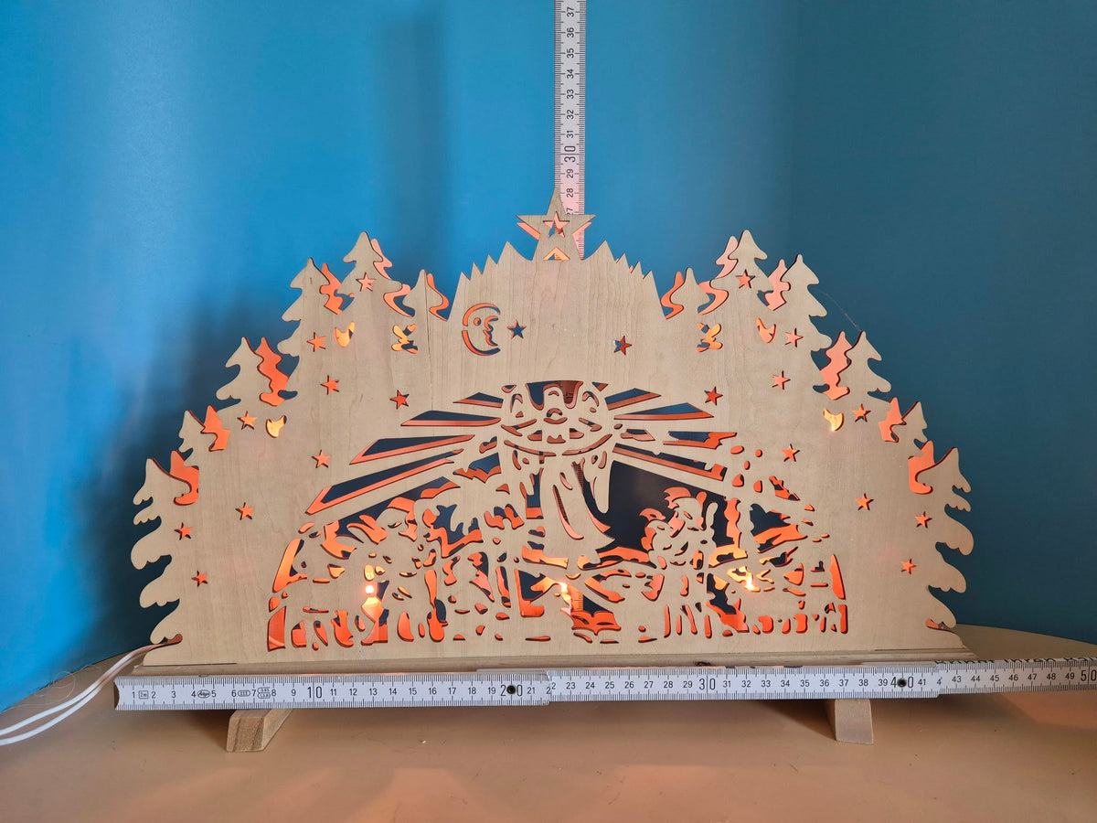 Elektrischer Holz-Schwibbogen „Engelsverkündung“ – beleuchtet – 45 cm – OVP