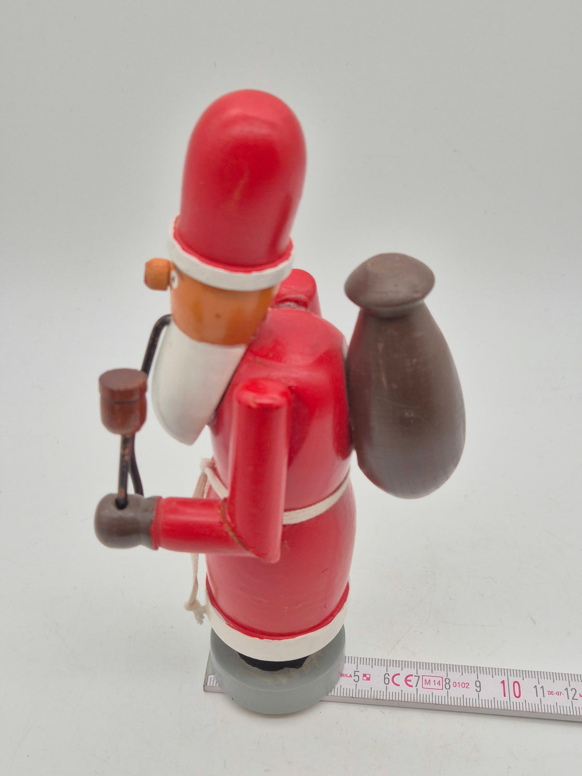 Räuchermann Weihnachtsmann aus Holz – rot mit Sack und Pfeife – ca. 20 cm