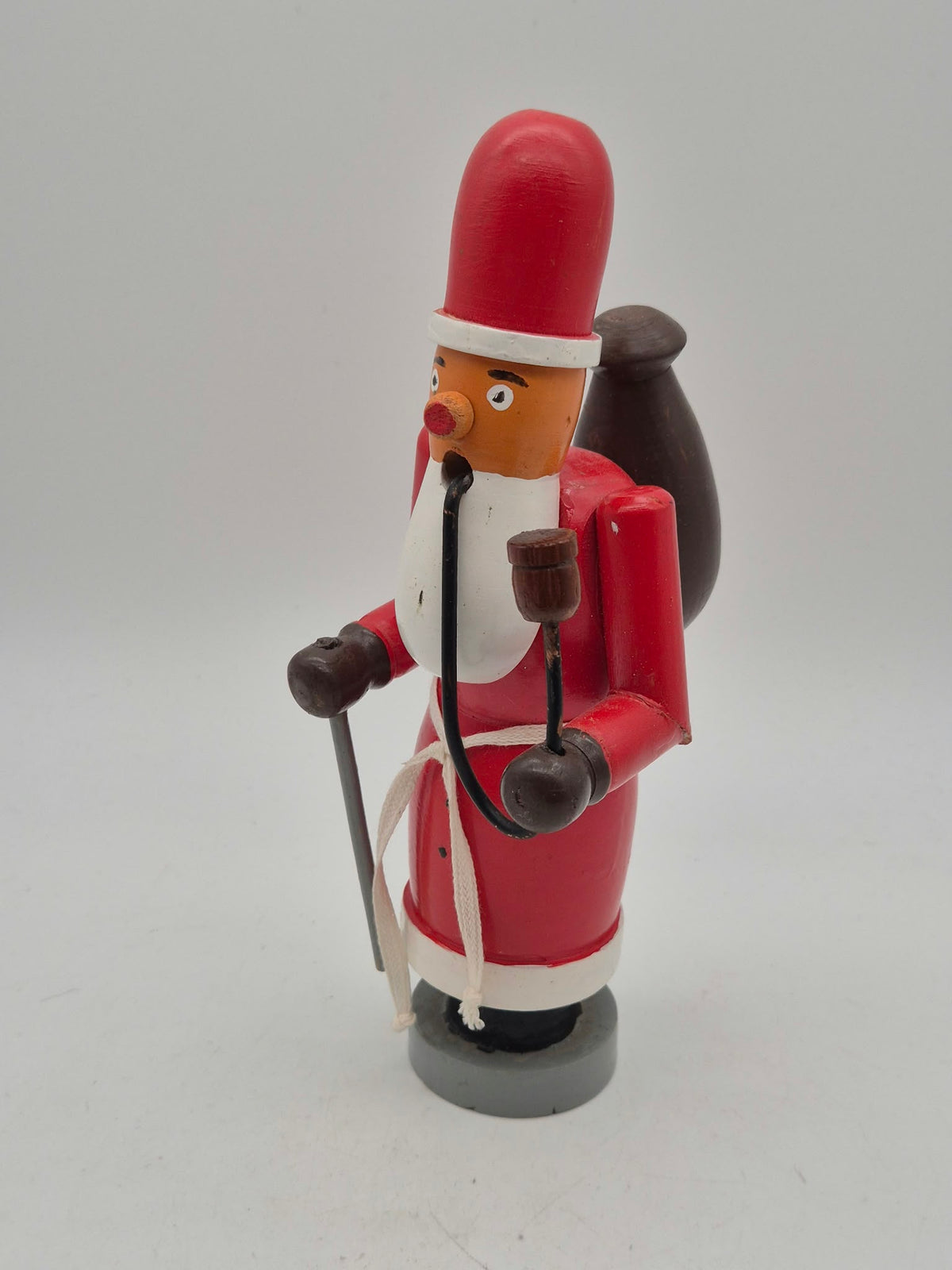 Räuchermann Weihnachtsmann aus Holz – rot mit Sack und Pfeife – ca. 20 cm