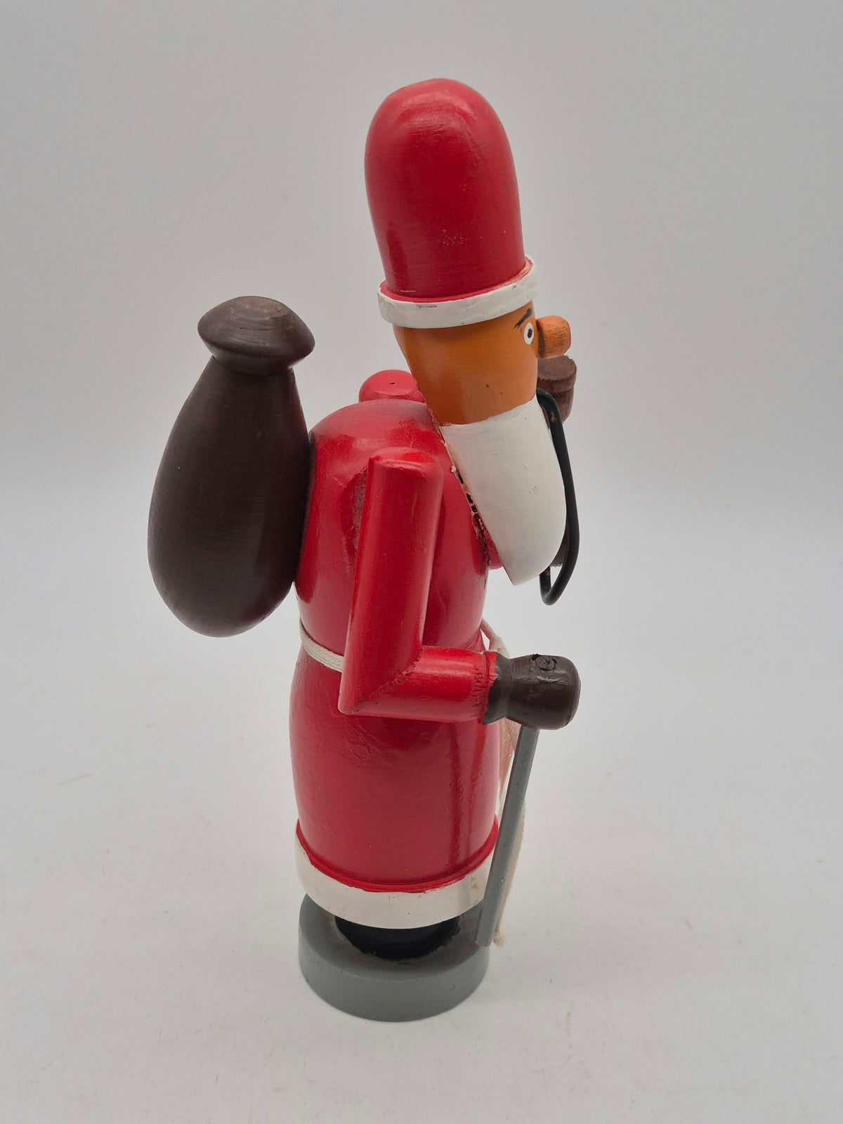 Räuchermann Weihnachtsmann aus Holz – rot mit Sack und Pfeife – ca. 20 cm