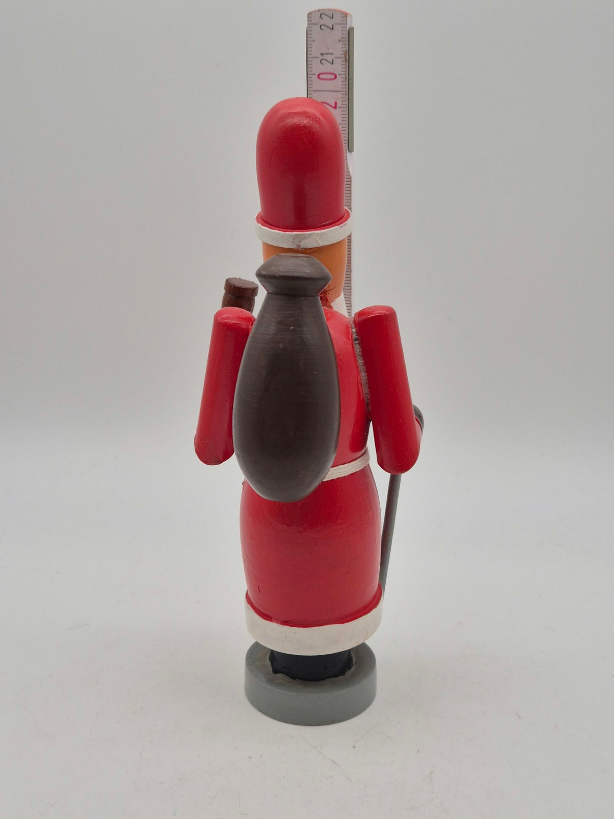 Räuchermann Weihnachtsmann aus Holz – rot mit Sack und Pfeife – ca. 20 cm